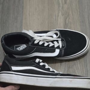 Vans Black and White Sneakers with Signature Stripe